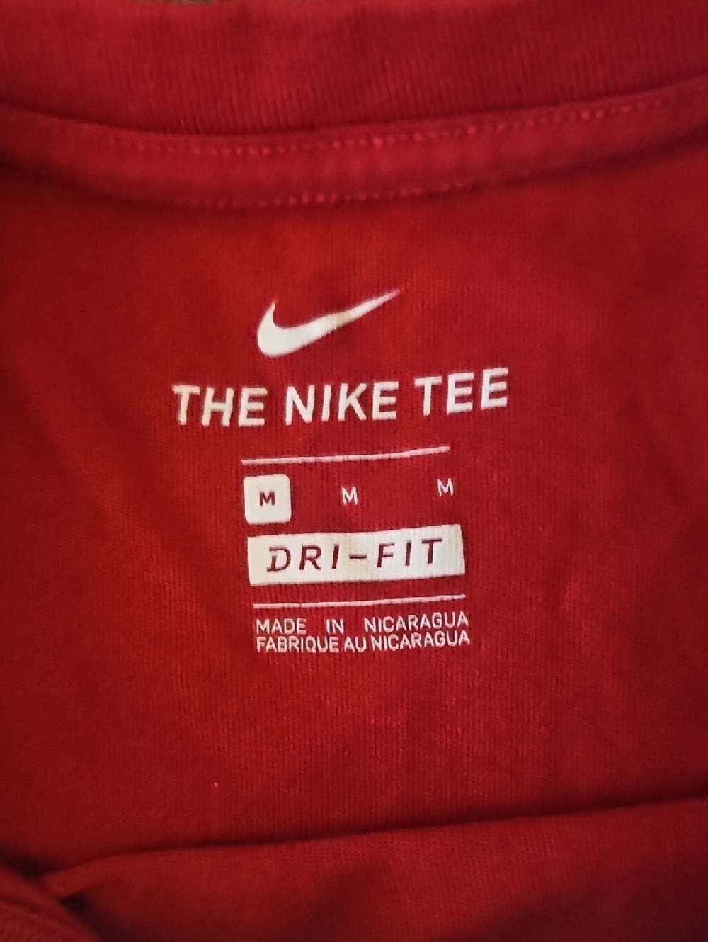Nike Red Short Sleeve Crew Tee with White Swoosh - Picture 3 of 4
